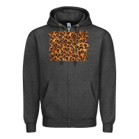 Charcoal Heather leopard background Zipper Hoodie - NancyCooperArtShop