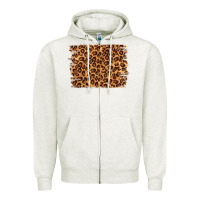 Oatmeal Heather leopard background Zipper Hoodie - NancyCooperArtShop