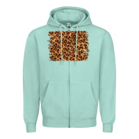 Seafoam leopard background Zipper Hoodie - NancyCooperArtShop