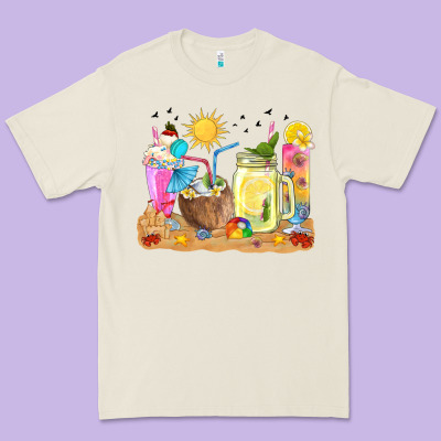 Summer Drinks Coffee Cups Premium Tee Designed By Texasbilliewilder