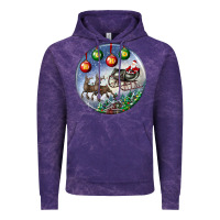 Cloud Purple santa claus with deer christmas ornament Vintage Hoodie - BundleAndBundleShop