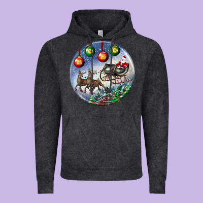 Santa Claus With Deer Christmas Ornament Vintage Hoodie Designed By Bundleandbundleshop