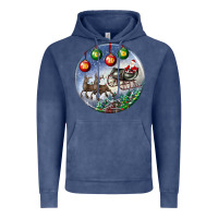Vintage Denim santa claus with deer christmas ornament Vintage Hoodie - BundleAndBundleShop