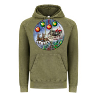 Vintage Olive santa claus with deer christmas ornament Vintage Hoodie - BundleAndBundleShop