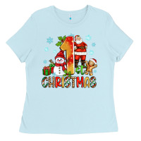 Baby Blue 1st christmas santa and snowman Ladies Tee - Zillion Design Studio