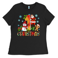 Black 1st christmas santa and snowman Ladies Tee - Zillion Design Studio