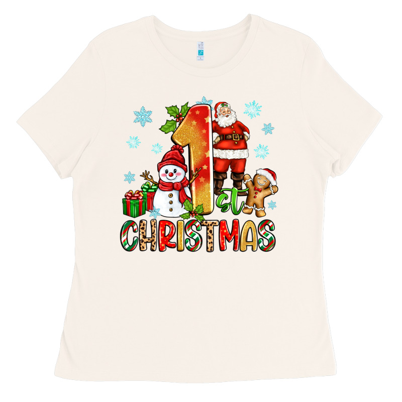 1st Christmas Santa And Snowman Ladies Tee by Zillion Design Studio | Teevron