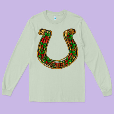 Christmas Horseshoe Long Sleeve Tee Designed By Jasminsmagicworld