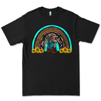 Black western cowboy boots sunflowers rainbow Premium Tee - RanaPortraitStore