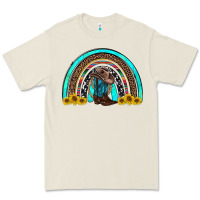 Bone western cowboy boots sunflowers rainbow Premium Tee - RanaPortraitStore