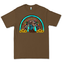 Cacao western cowboy boots sunflowers rainbow Premium Tee - RanaPortraitStore