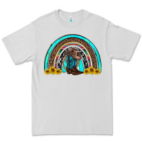 Dove Grey western cowboy boots sunflowers rainbow Premium Tee - RanaPortraitStore