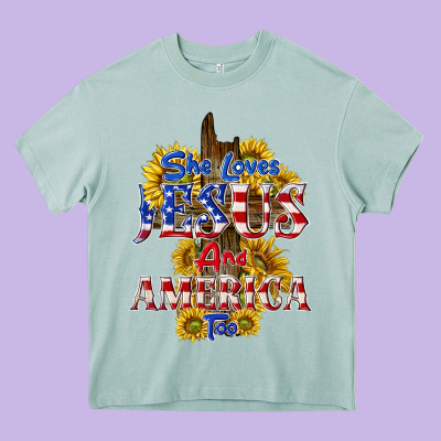 She Loves Jesus Heavy Core Tee Designed By Texasbilliewilder
