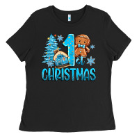 Black 1st christmas gingerbread boy Ladies Tee - Zillion Design Studio