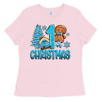 Bubblegum Pink 1st christmas gingerbread boy Ladies Tee - Zillion Design Studio