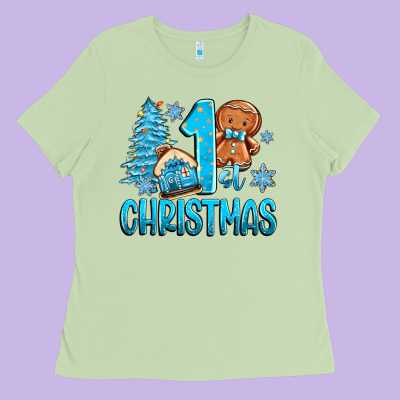 1st Christmas Gingerbread Boy Ladies Tee Designed By Zillion Design Studio