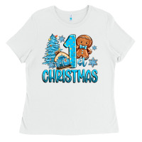 White 1st christmas gingerbread boy Ladies Tee - Zillion Design Studio