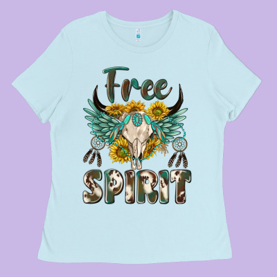 Western Boho Free Spirit Ladies Tee Designed By Texasbilliewilder