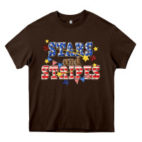 Chocolate Brown stars and striper billie wilder Heavy Core Tee - texasbilliewilder