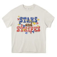 Cream stars and striper billie wilder Heavy Core Tee - texasbilliewilder