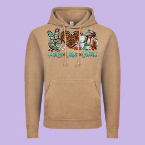 Peace Love Coffee Vintage Hoodie Designed By Adodesignshop