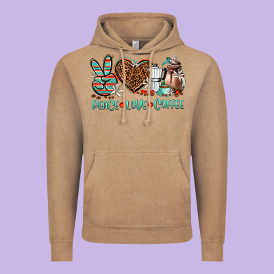 Peace Love Coffee Vintage Hoodie Designed By Adodesignshop