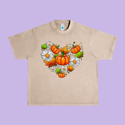Pumpkin And Daisies Urban Heavy Tee Designed By Adodesignshop