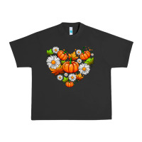 Pigment Black pumpkin and daisies Urban Heavy Tee - AdoDesignShop