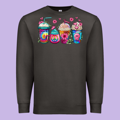 Tie Dye Hippie Coffee Cups Premium Sweatshirt Designed By Jasminsmagicworld