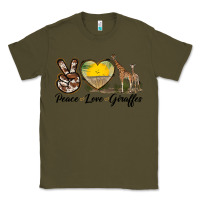 Army Green Peace Love Giraffes Classic Tee - LillyAllenDesigns