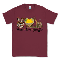 Burgundy Peace Love Giraffes Classic Tee - LillyAllenDesigns