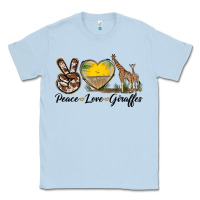 Dusty Blue Peace Love Giraffes Classic Tee - LillyAllenDesigns