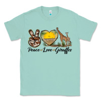 Seafoam Peace Love Giraffes Classic Tee - LillyAllenDesigns