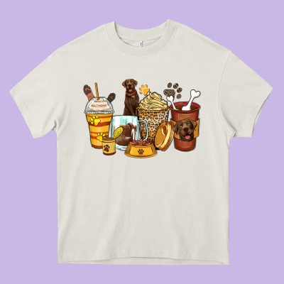 Labrador Retriever Coffee Cups Heavy Core Tee Designed By Zillion Design Studio