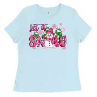 Baby Blue pink christmas let it snow Ladies Tee - Zillion Design Studio
