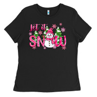 Black pink christmas let it snow Ladies Tee - Zillion Design Studio