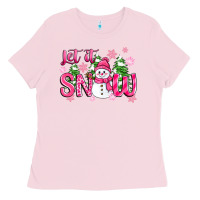 Bubblegum Pink pink christmas let it snow Ladies Tee - Zillion Design Studio