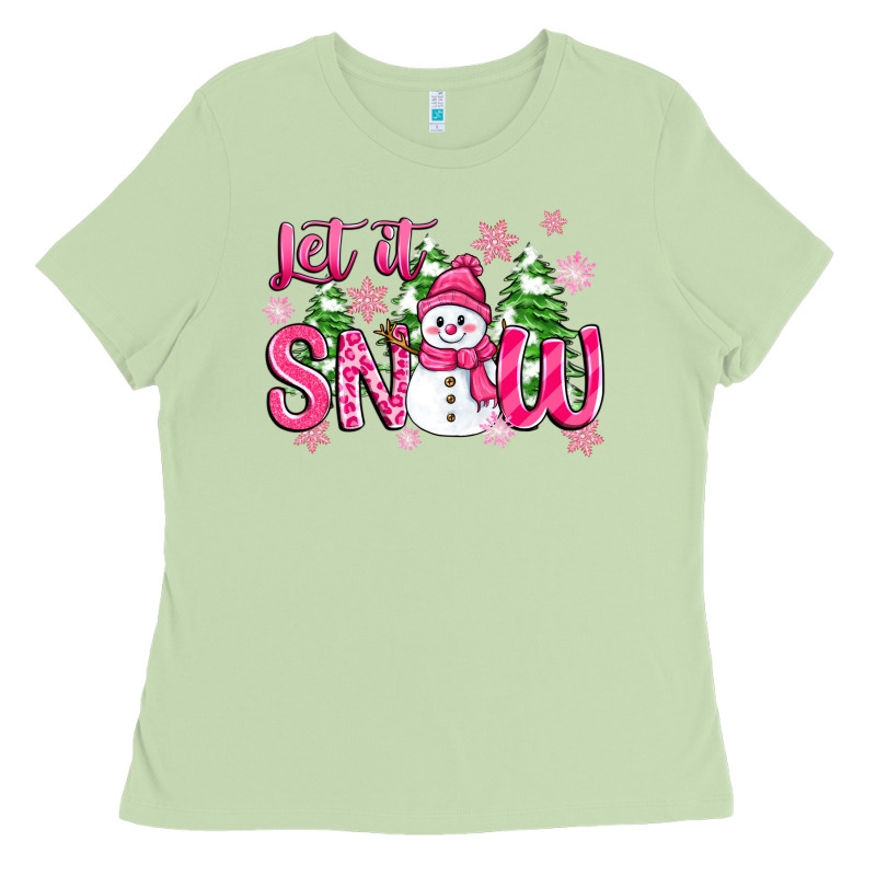 Pink Christmas Let It Snow Ladies Tee by Zillion Design Studio | Teevron