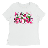 White pink christmas let it snow Ladies Tee - Zillion Design Studio