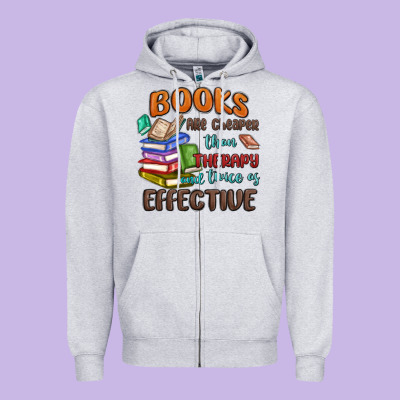 Books Are Cheaper Than Therapy Zipper Hoodie Designed By Maliassmallbusiness