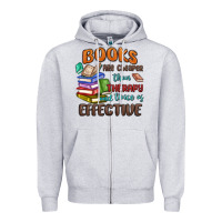Heather Grey books are cheaper than therapy Zipper Hoodie - MaliasSmallBusiness
