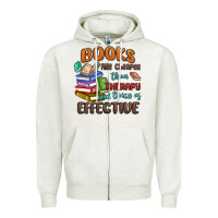 Oatmeal Heather books are cheaper than therapy Zipper Hoodie - MaliasSmallBusiness