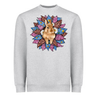 Heather Grey easter leopard bunny sunflower Heavyweight Sweatshirt - Artiststas