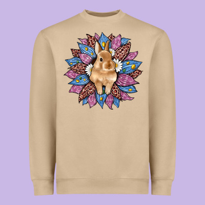 Easter Leopard Bunny Sunflower Heavyweight Sweatshirt Designed By Artiststas