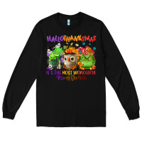Black Hallothanksmas Long Sleeve Tee - NancyCooperArtShop