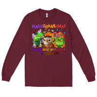 Burgundy Hallothanksmas Long Sleeve Tee - NancyCooperArtShop