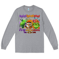 Heather Grey Hallothanksmas Long Sleeve Tee - NancyCooperArtShop