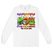 White Hallothanksmas Long Sleeve Tee - NancyCooperArtShop