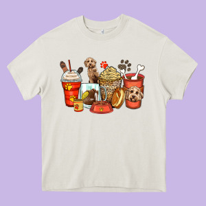 Labradoodle Coffee Cups Heavy Core Tee Designed By Zillion Design Studio