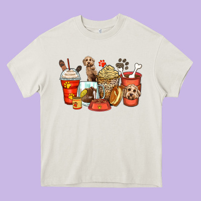 Labradoodle Coffee Cups Heavy Core Tee Designed By Zillion Design Studio